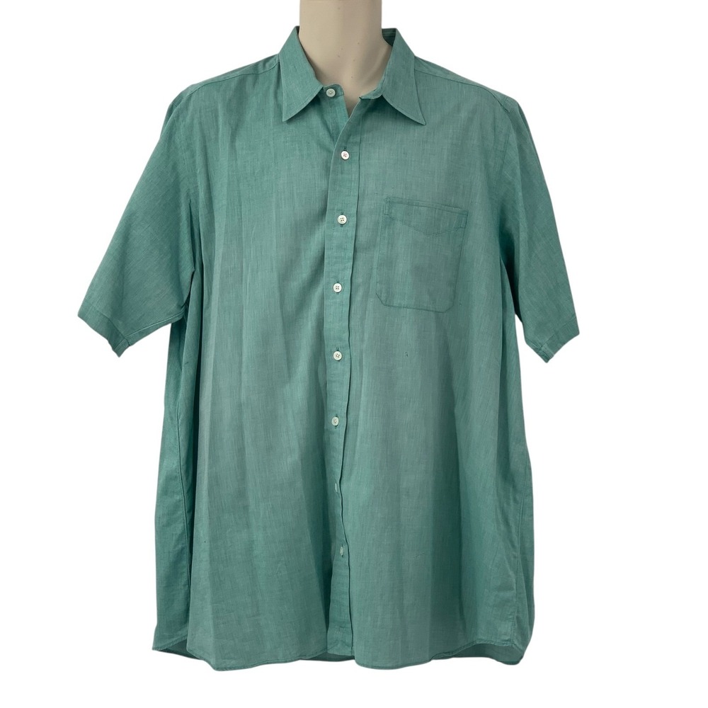 Hamilton Since 1883 Men;s Short Sleeve‎ Button Down Shirt Green Size XL READ